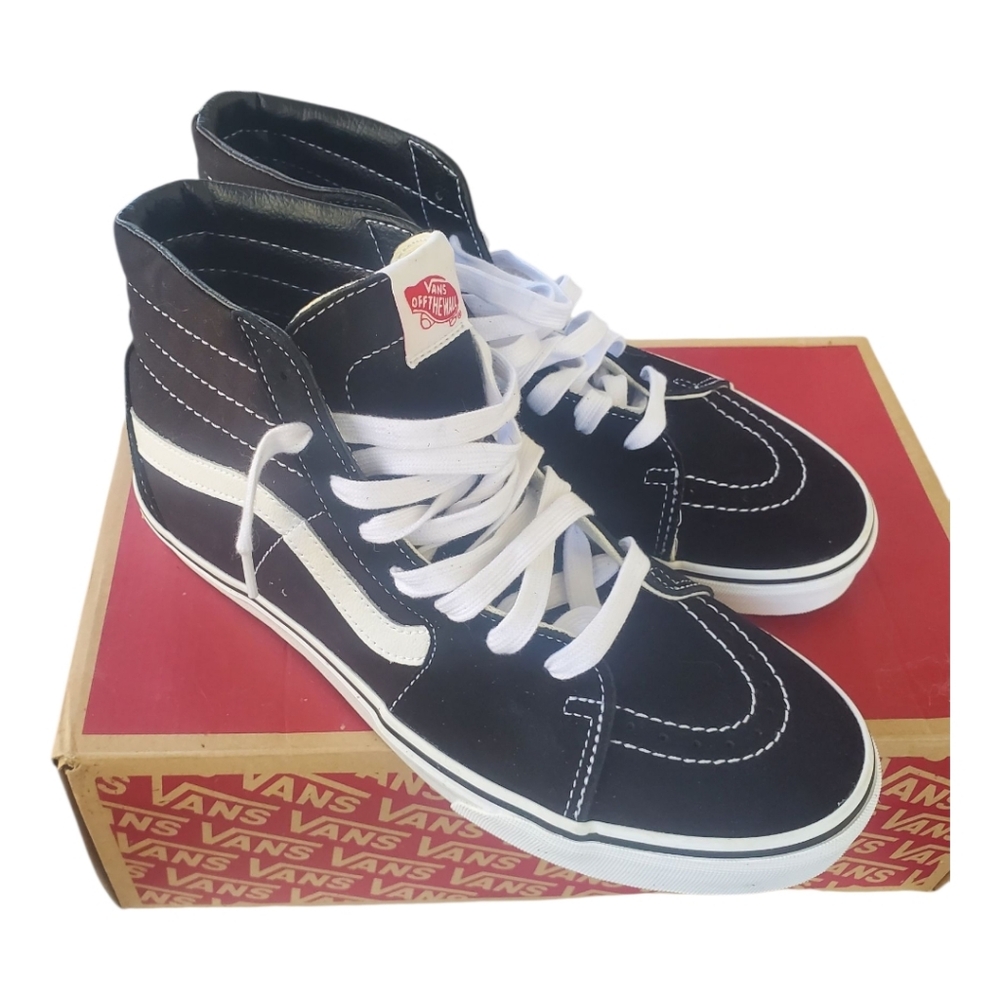 Vans Black and White High-Tops - Wide Width